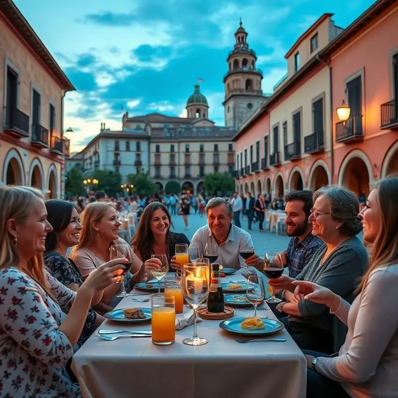 Foreign residents in Spain enjoying social life and dining