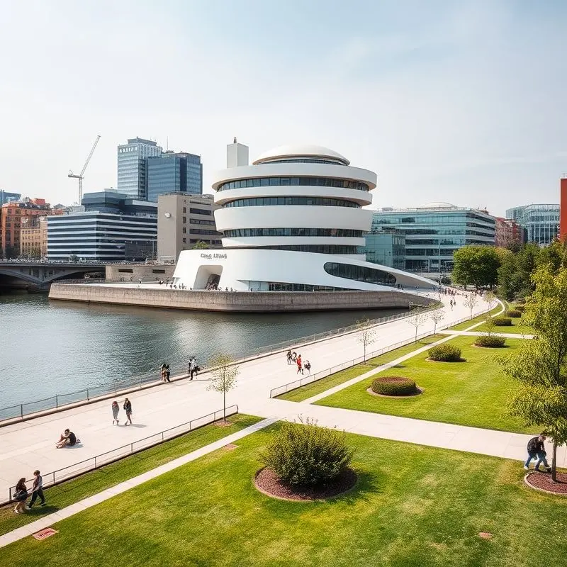 Bilbao’s Guggenheim Museum with green spaces and modern architecture
