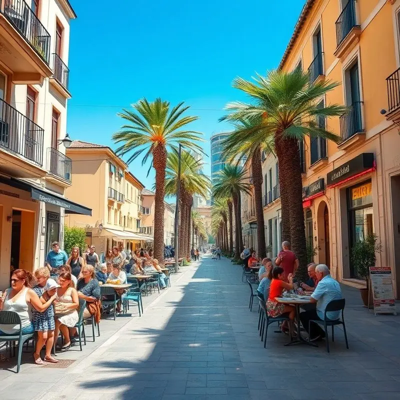 Valencia city with beach promenade, cyclists, and outdoor cafés