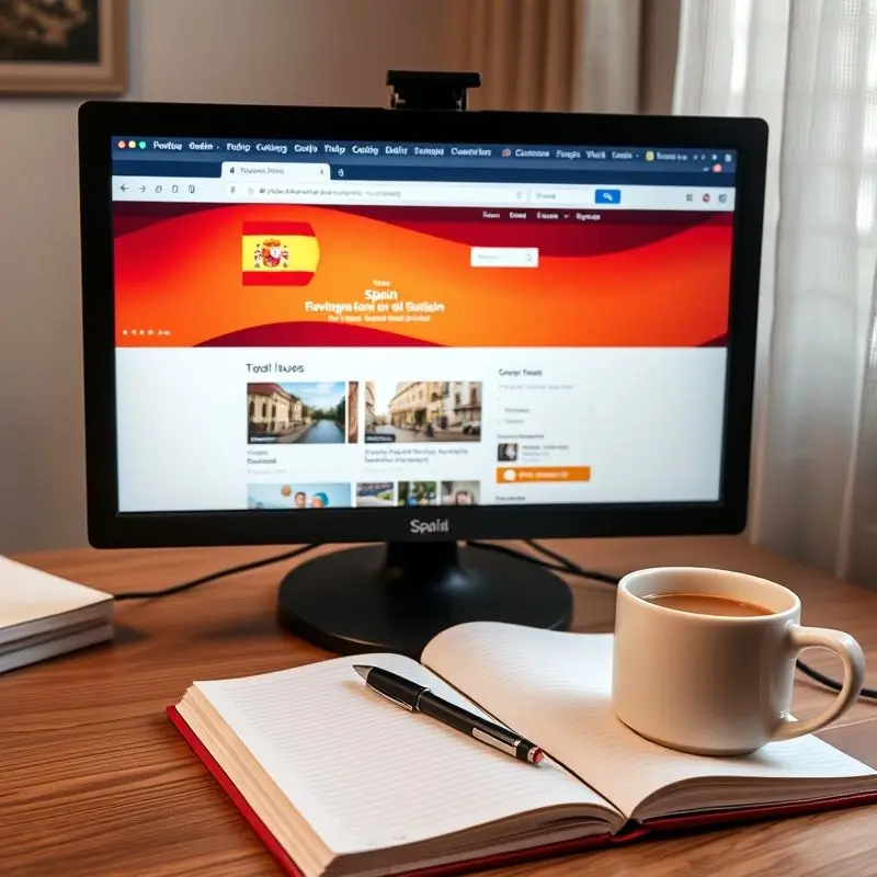 Official Spanish immigration website on laptop screen.