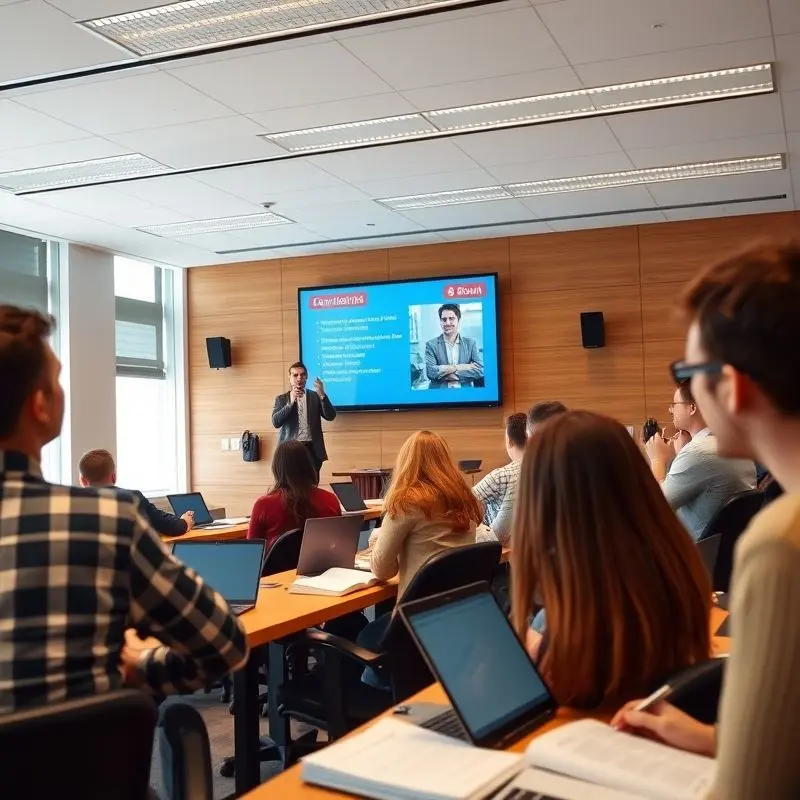English-taught lecture in progress at a Spanish university with global students