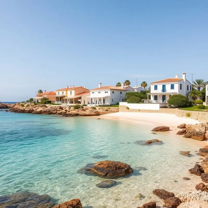 Alicante coastal view with Spanish villas and clear sea.