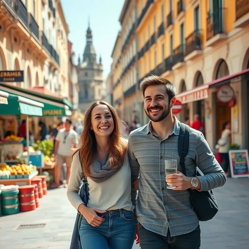 Digital nomads exploring Valencia streets, Spain