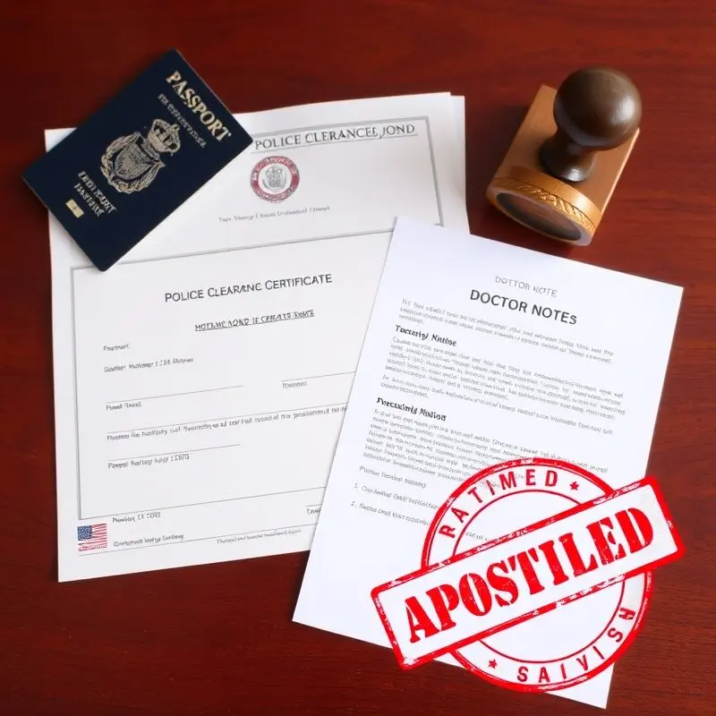 Police clearance and medical certificate required for Spain visa