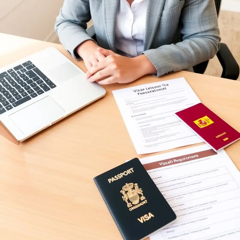 Preparing Non-Lucrative Visa application with documents and passport on a desk.