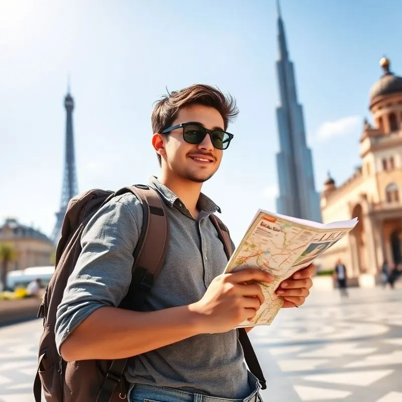 Tourist exploring a city under a tourist visa.